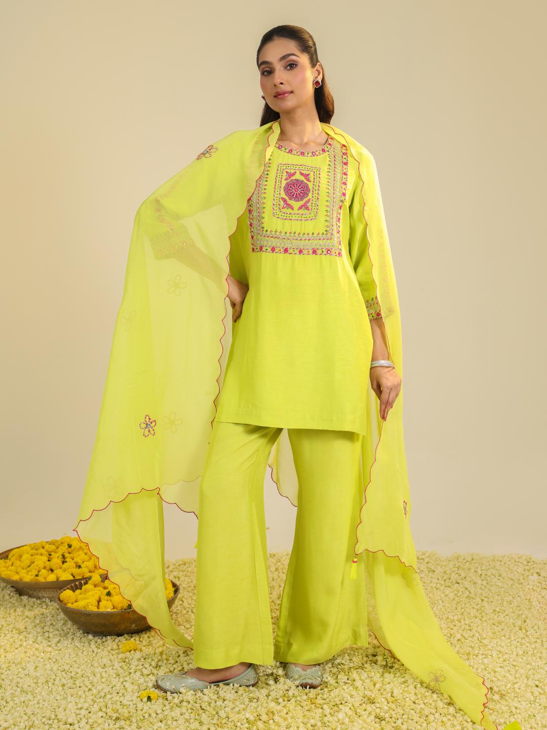 YELLOW GULSHAN KURTA SET