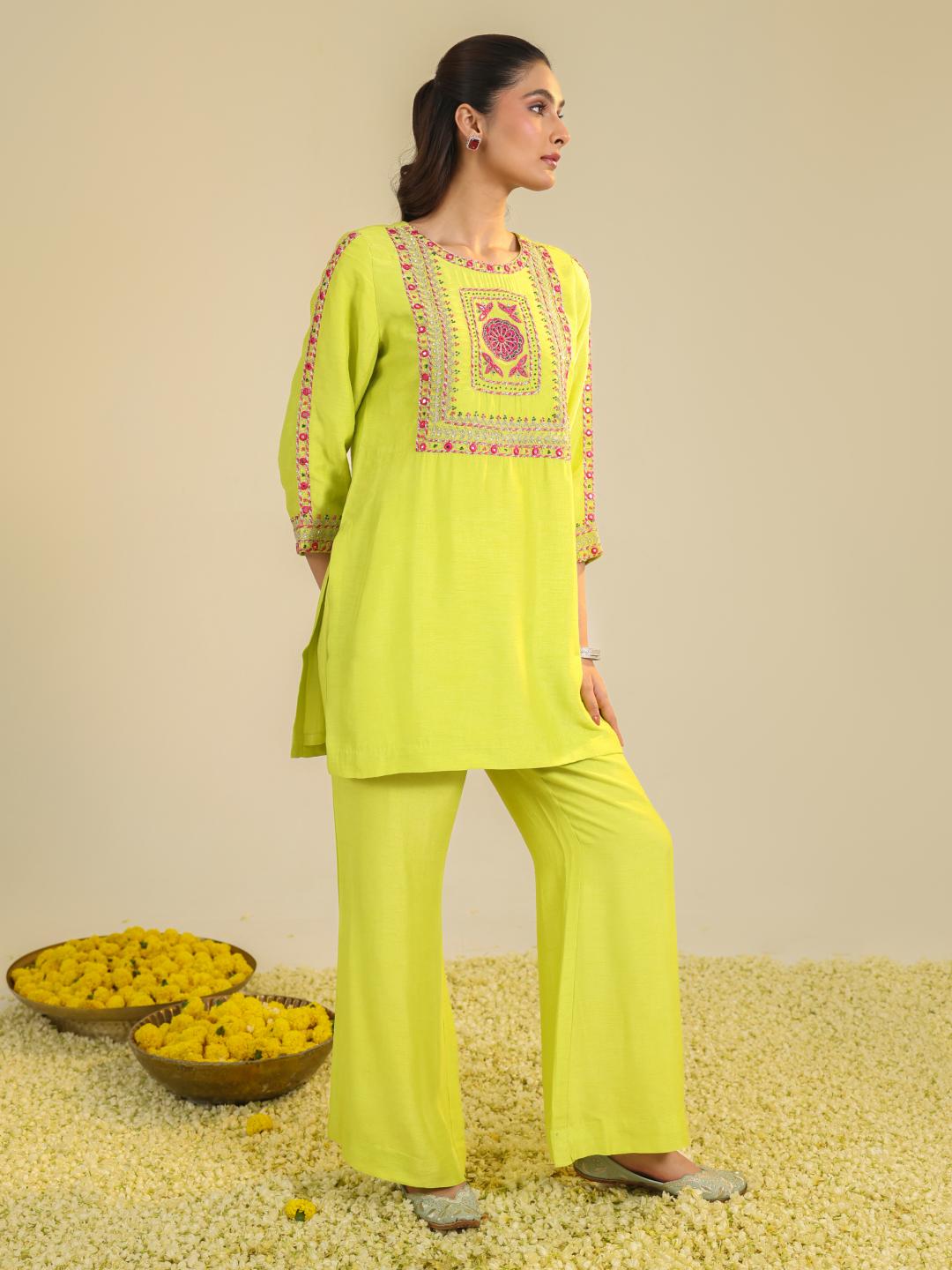 YELLOW GULSHAN KURTA SET