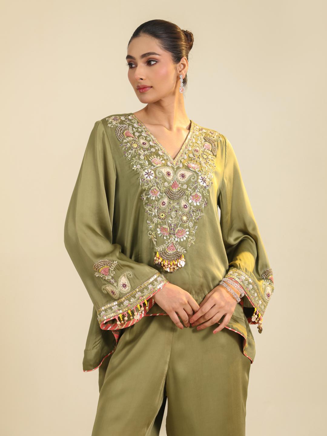 GREEN GULREZ CO-ORD SET