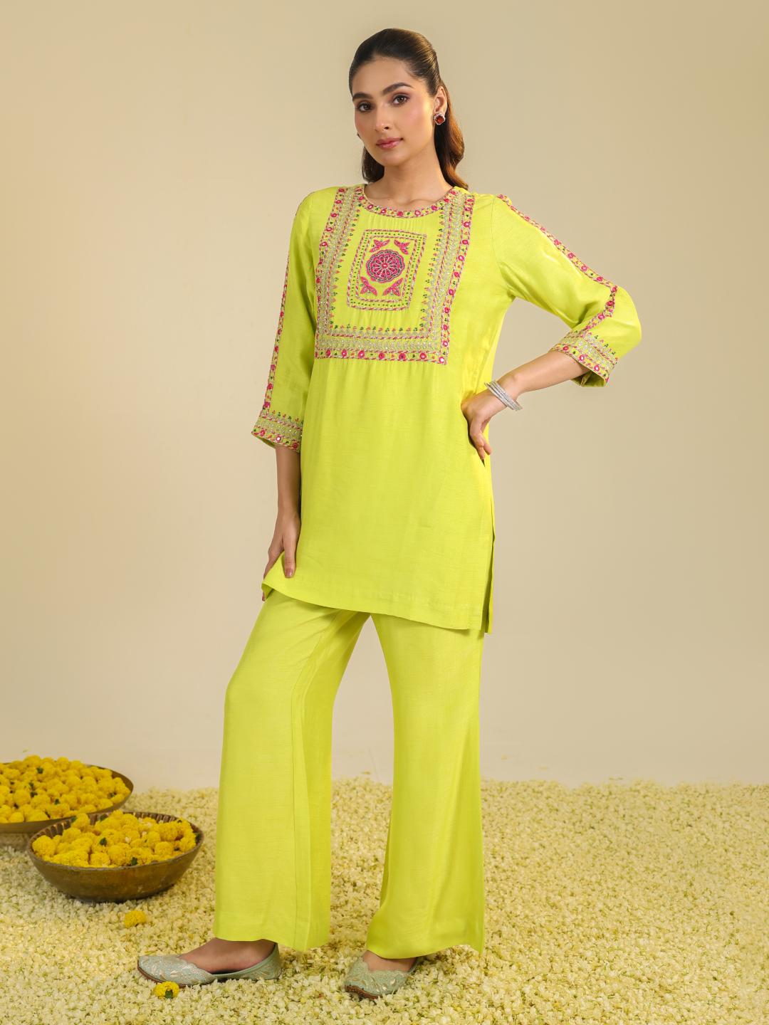YELLOW GULSHAN KURTA SET