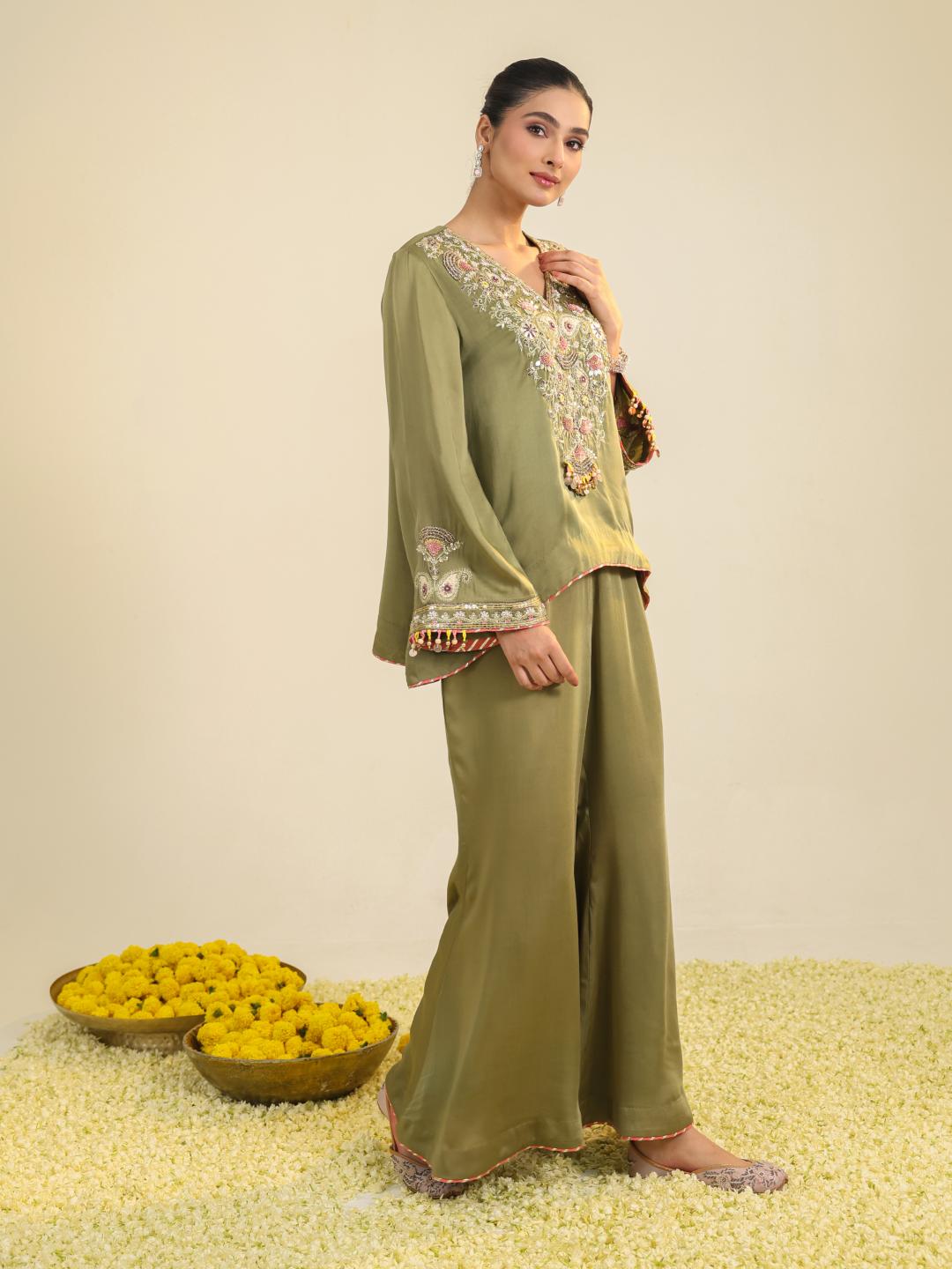 GREEN GULREZ CO-ORD SET