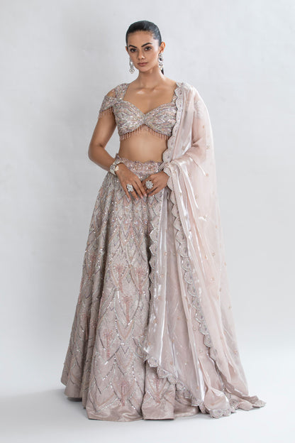 PINK VELVET LEHENGA