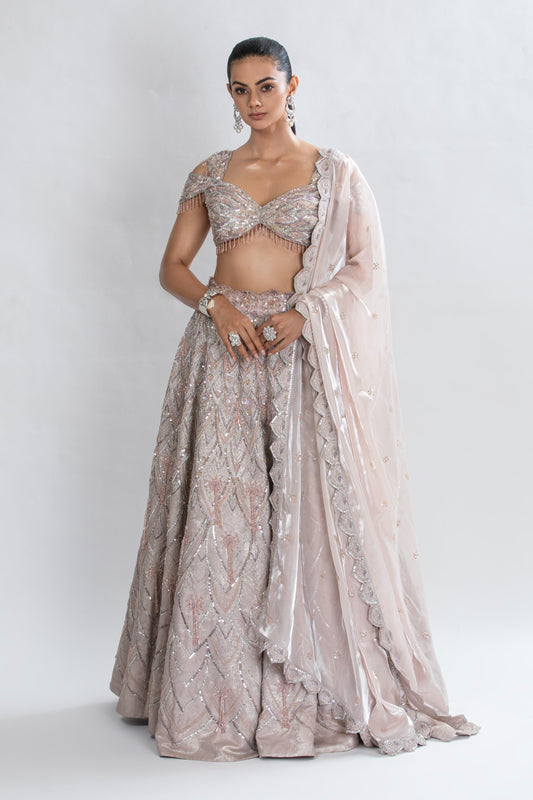 PINK VELVET LEHENGA