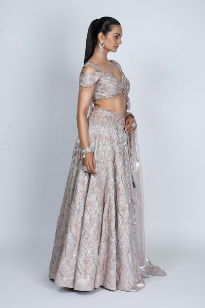 PINK VELVET LEHENGA