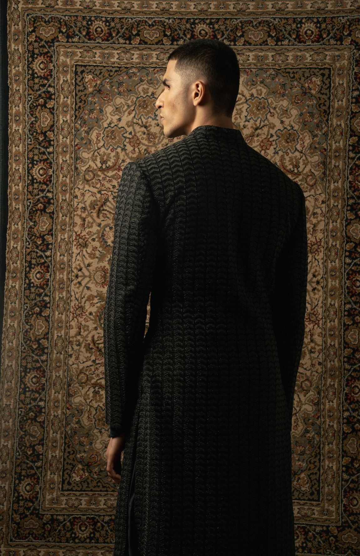 BLACK SHERWANI  SET
