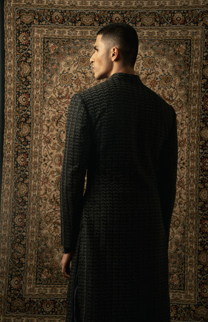 BLACK SHERWANI  SET