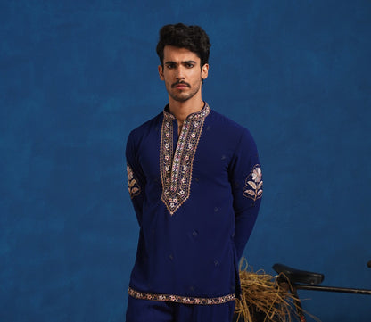 PRATAP NAVY BLUE SHORT KURTA SET