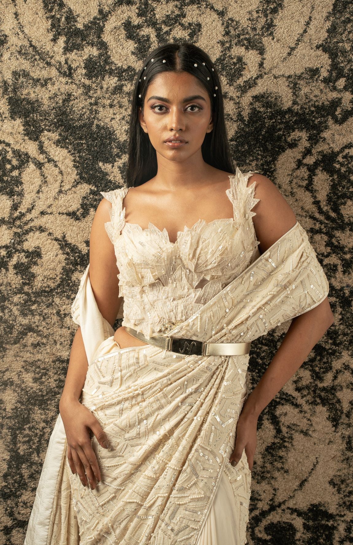 IVORY SAREE SET
