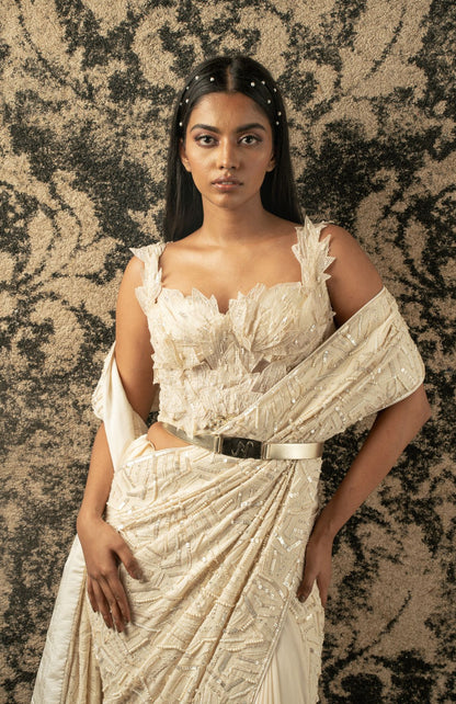 IVORY SAREE SET