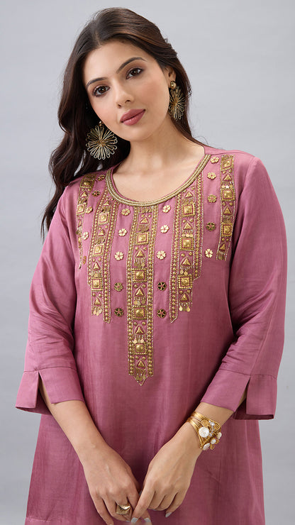 MAUVE EMBROIDERED CO-ORD SET