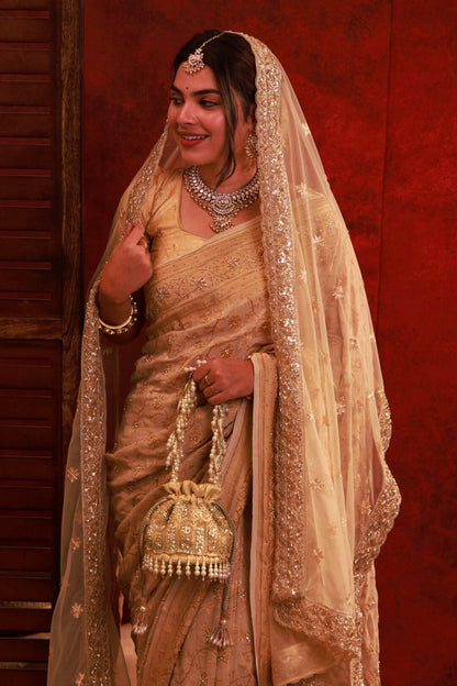 SAJNI PEARL EMBROIDERED MINI POTLI - GOLD