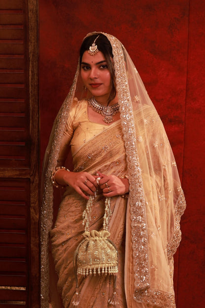 SAJNI PEARL EMBROIDERED MINI POTLI - GOLD