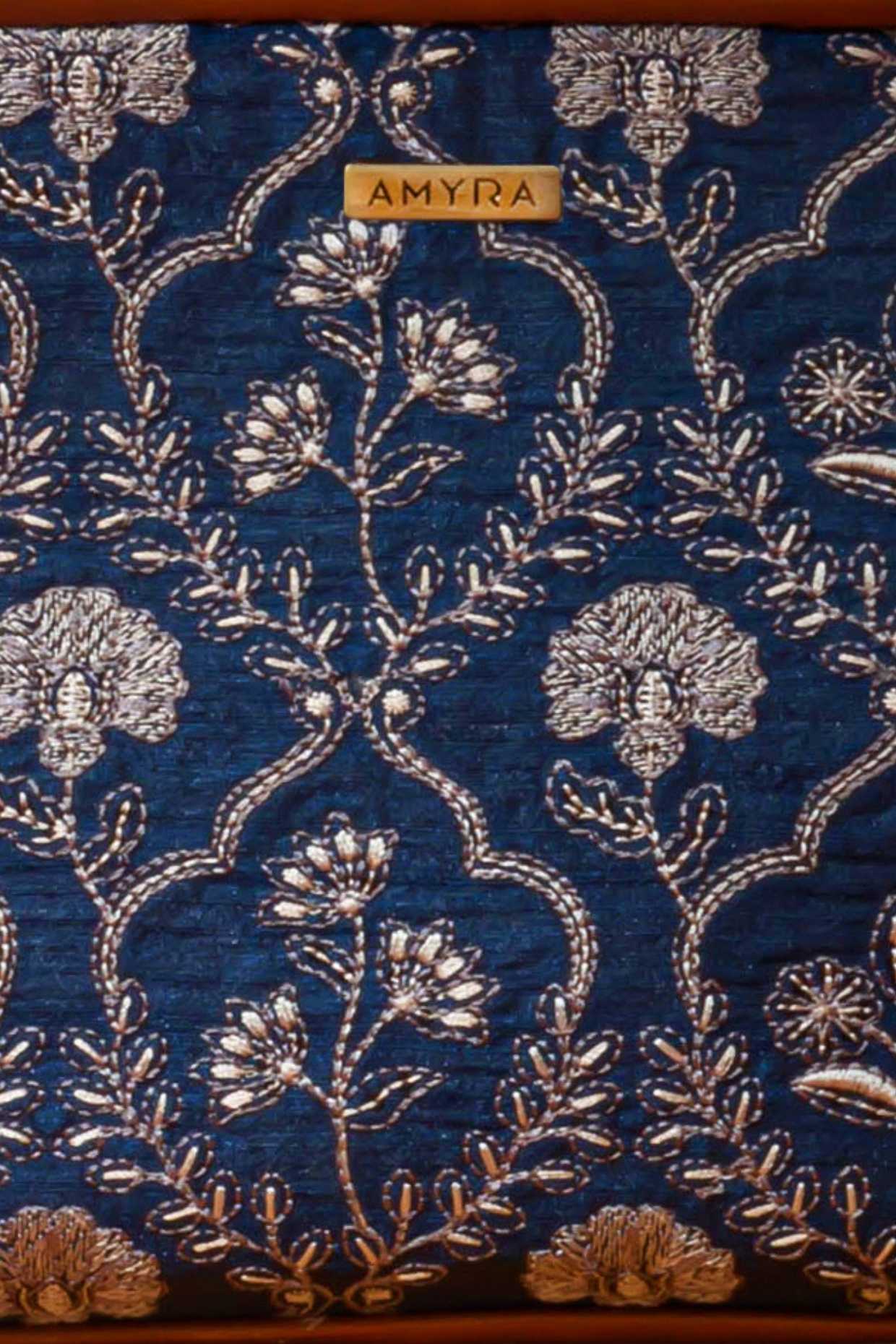 JHAROKHA EMBROIDERED HANDBAG - DARK BLUE
