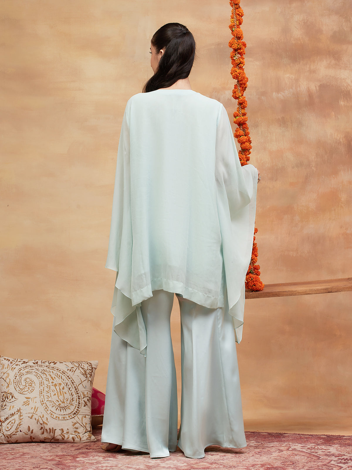 KASHI NEEL HAND EMBROIDERED BANARASI SHARARA SET