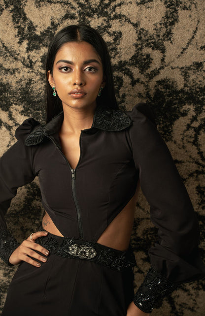 BLACK SUAVE JUMPSUIT
