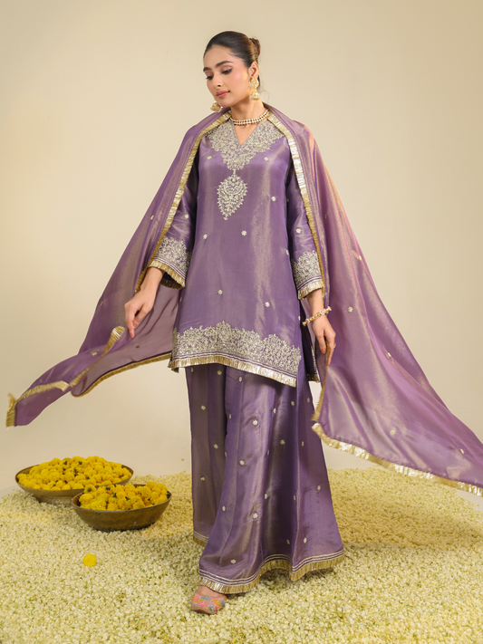 PURPLE SHIMMER BEGUM KURTA SET