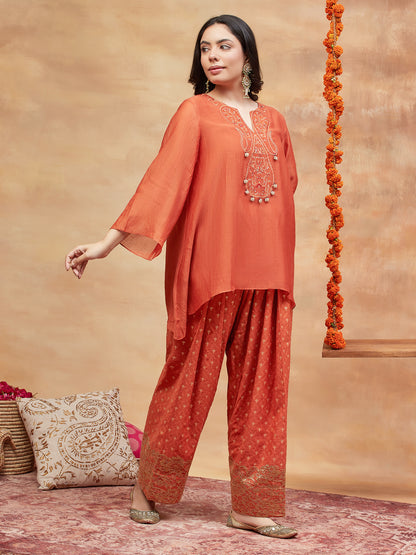 KEDAR SINDOOR HAND EMBROIDERED BANARASI FARSHI SET