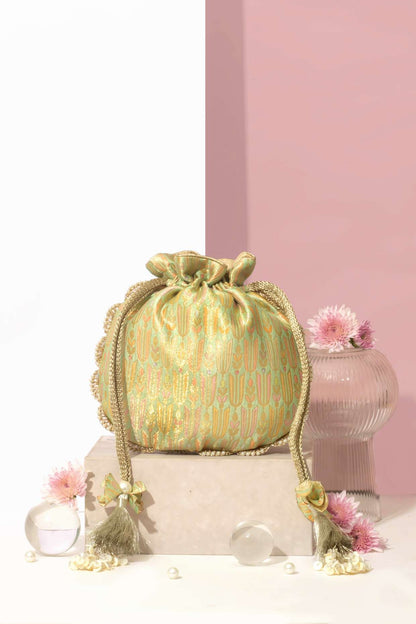 TITLI PURE BANARASI SILK POTLI - GREEN
