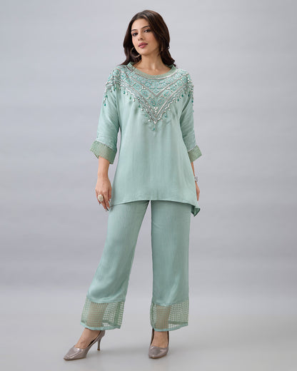 MINT GREEN EMBROIDERED CO-ORD SET