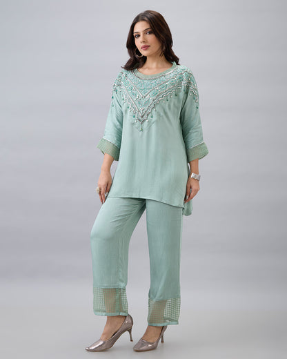 MINT GREEN EMBROIDERED CO-ORD SET
