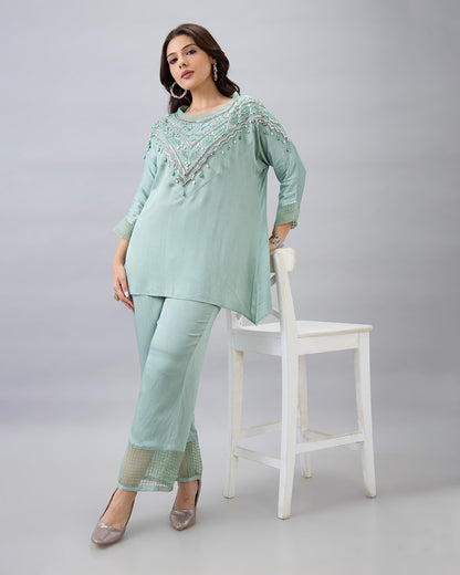MINT GREEN EMBROIDERED CO-ORD SET
