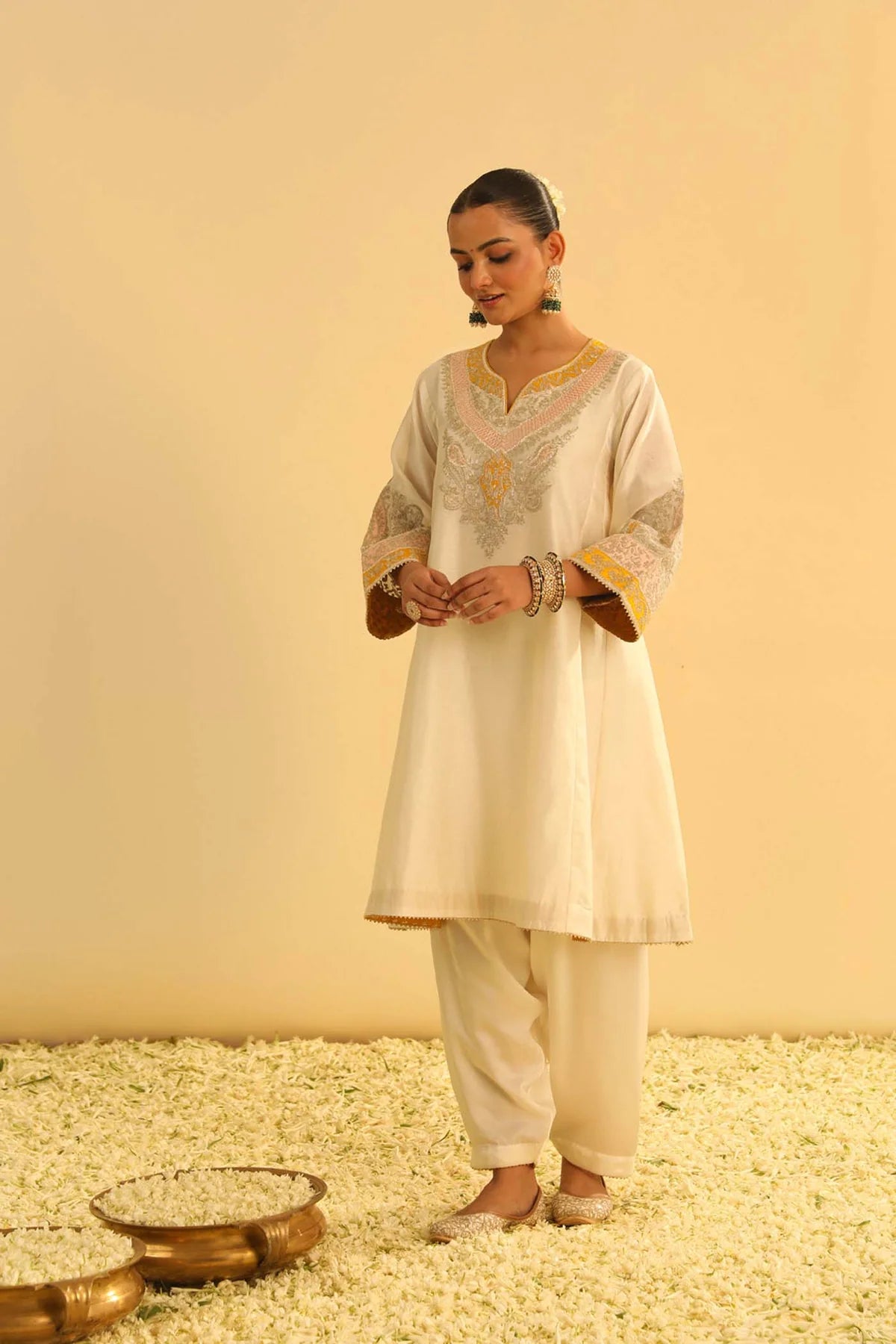 MEHRISH - DAISY IVORY SHORT KALIDAAR CHOGA WITH SALWAR