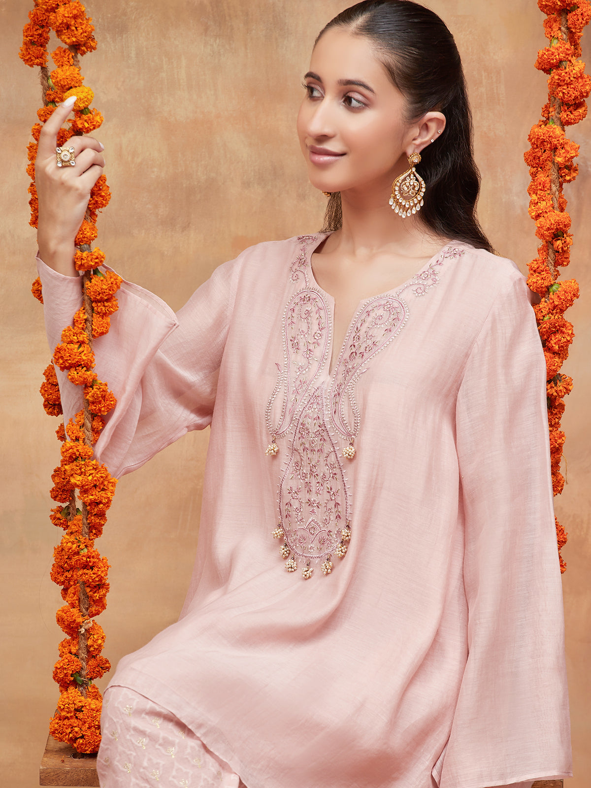 KEDAR KAMAL HAND EMBROIDERED BANARASI FARSHI SET