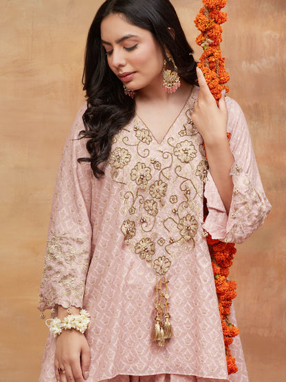 MANIKARNIKA KUSUM HAND EMBROIDERED BANARSI FARSHI SET