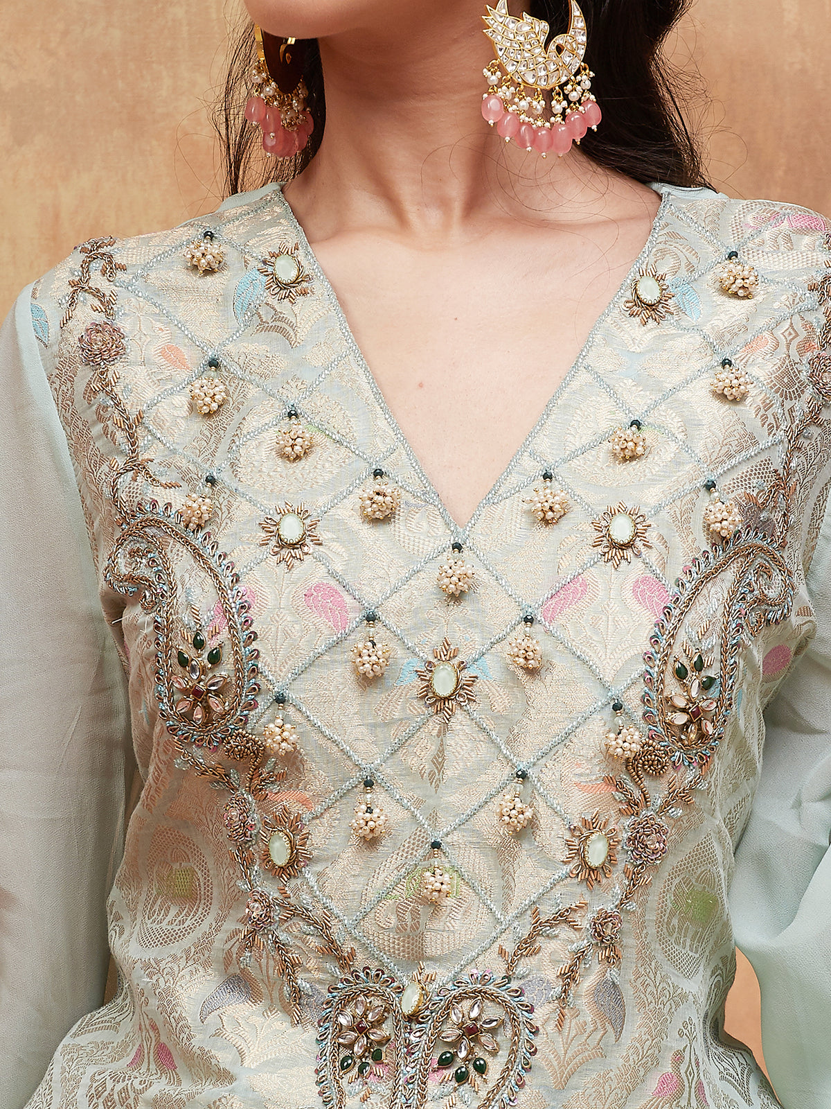 KASHI NEEL HAND EMBROIDERED BANARASI SHARARA SET