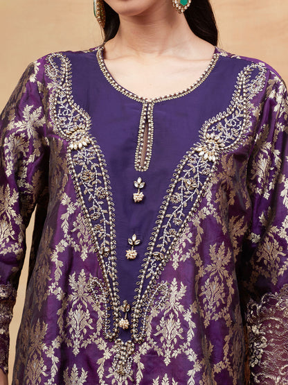 JANAKI JAMUNI HAND EMBROIDERED BANARASI SHARARA SET
