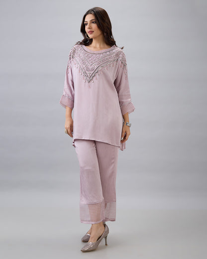 MAUVE EMBROIDERED CO-ORD SET