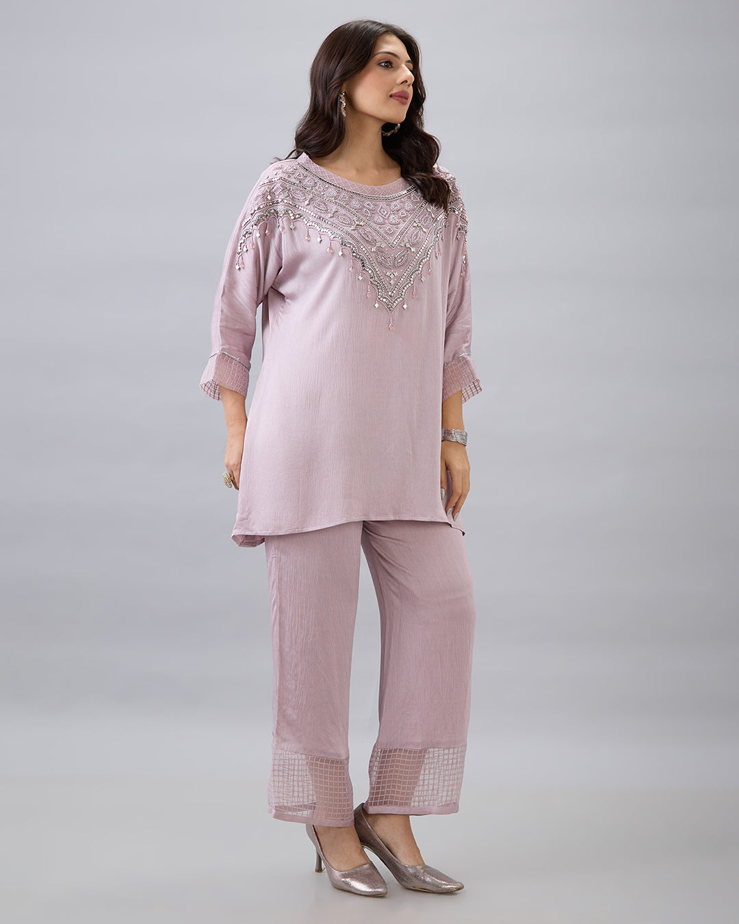 MAUVE EMBROIDERED CO-ORD SET