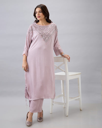 MAUVE EMBROIDERED CO-ORD SET