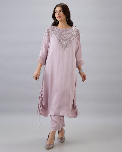 MAUVE EMBROIDERED CO-ORD SET