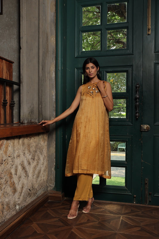 ZOYA - ORGANZA PLEATED DRESS WITH PANT