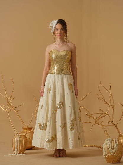 GOLD & IVORY SKIRT SET
