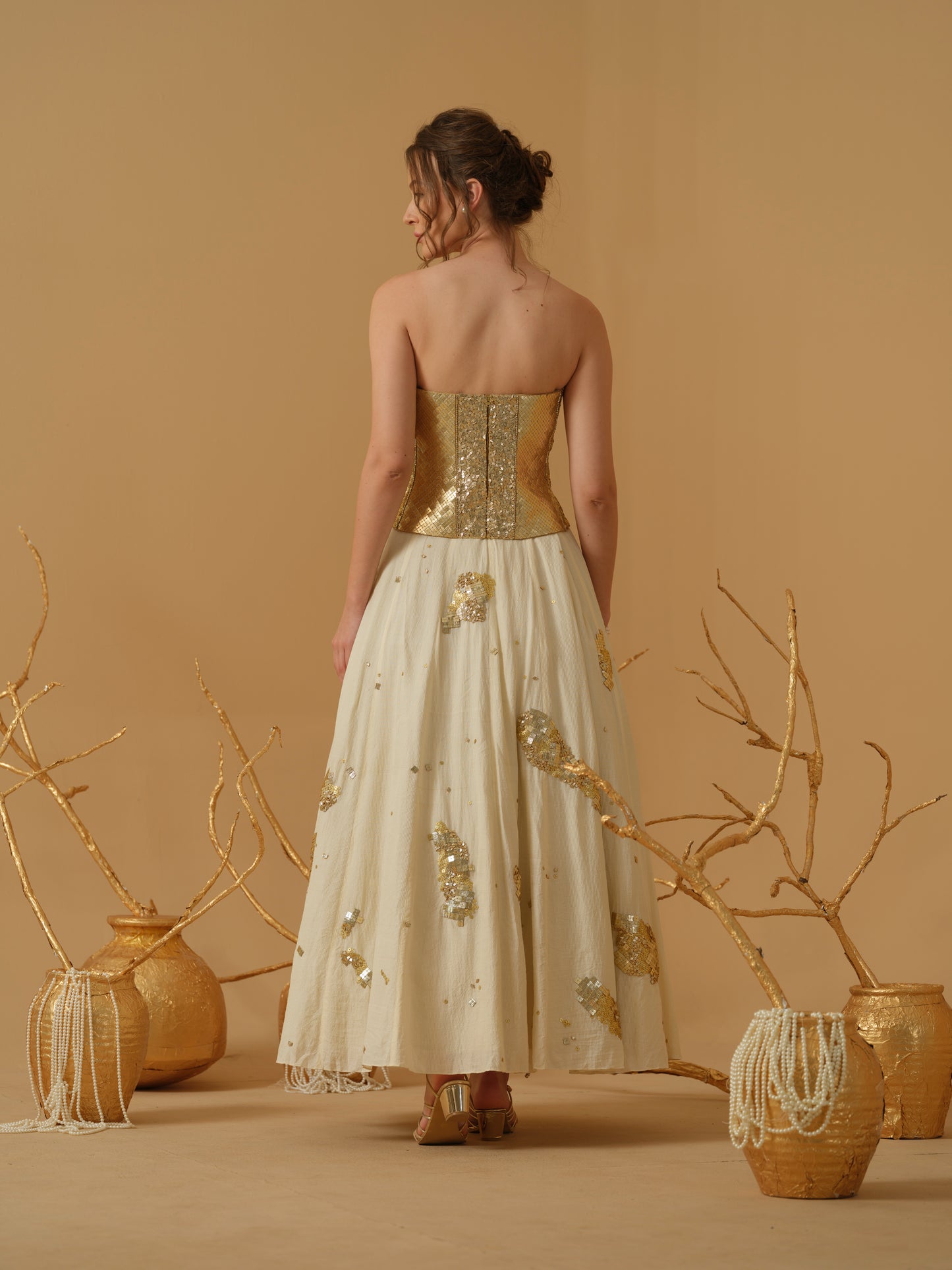 GOLD & IVORY SKIRT SET