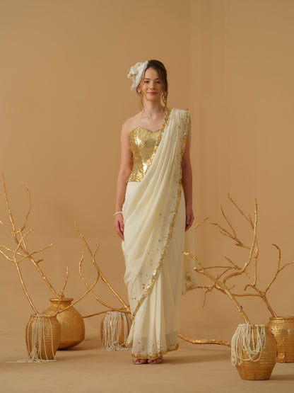 GOLD & IVORY SAREE