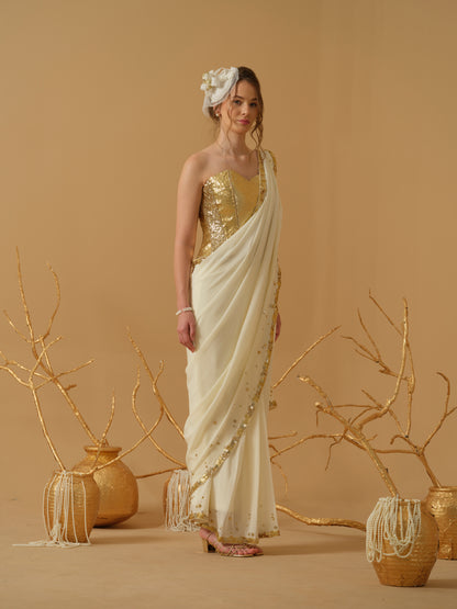 GOLD & IVORY SAREE