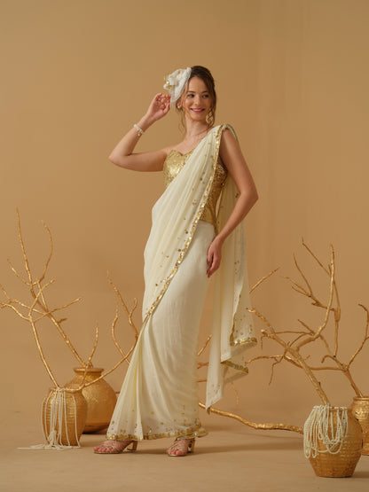 GOLD & IVORY SAREE