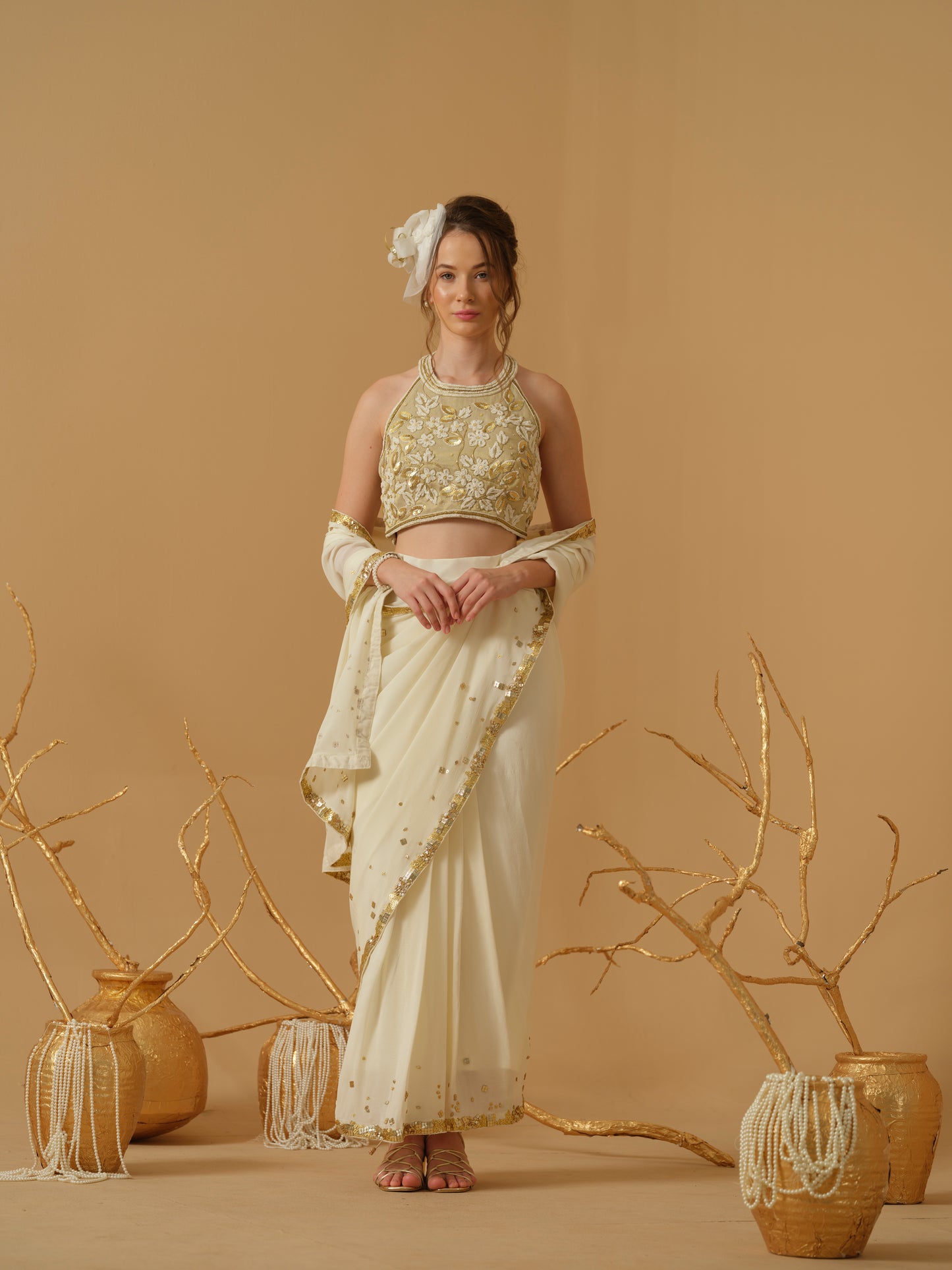 GOLD & IVORY SAREE