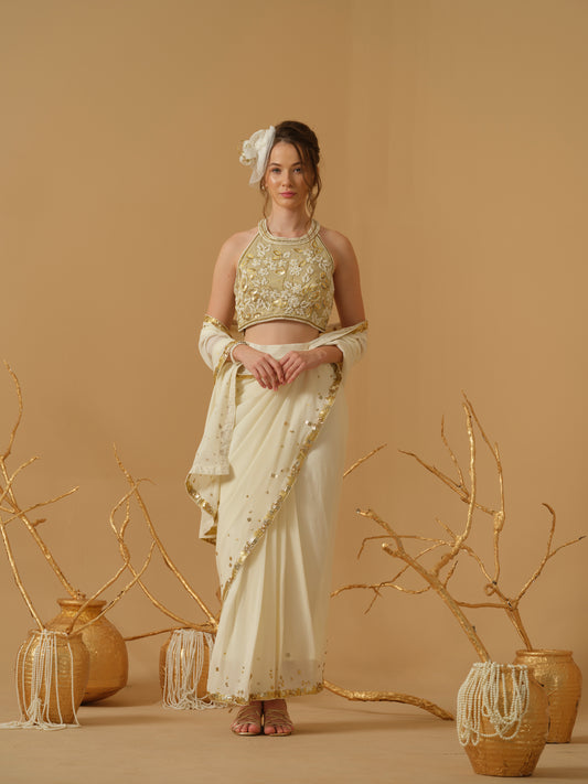 GOLD & IVORY SAREE