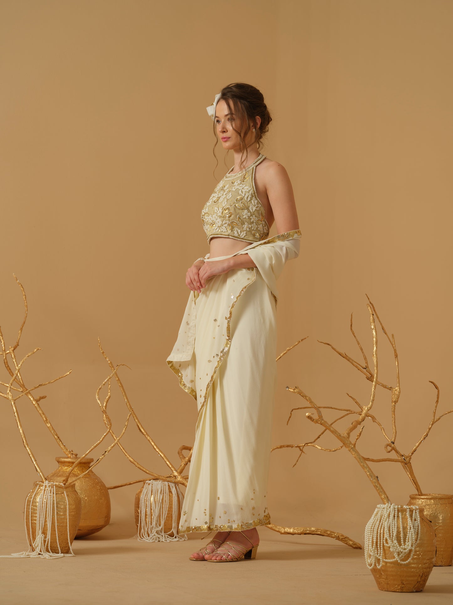 GOLD & IVORY SAREE