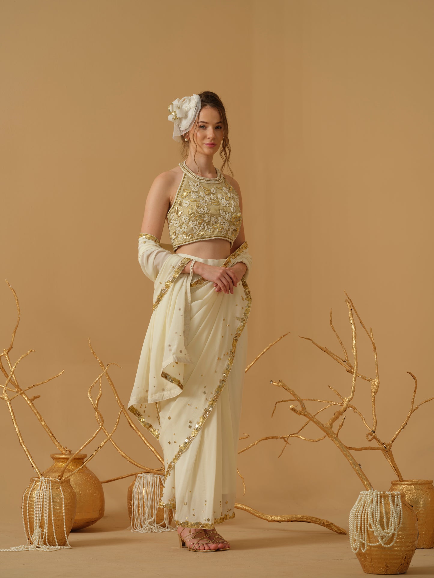 GOLD & IVORY SAREE