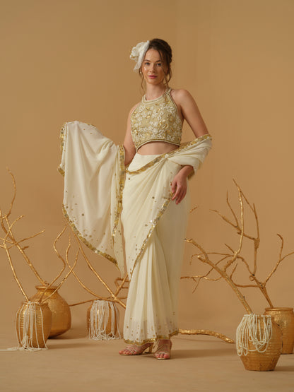 GOLD & IVORY SAREE