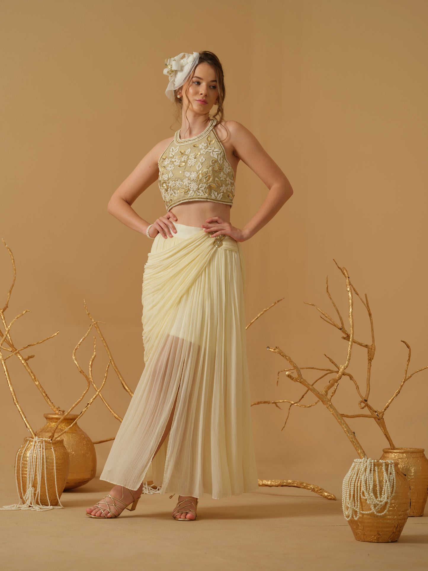 GOLD & IVORY SKIRT SET