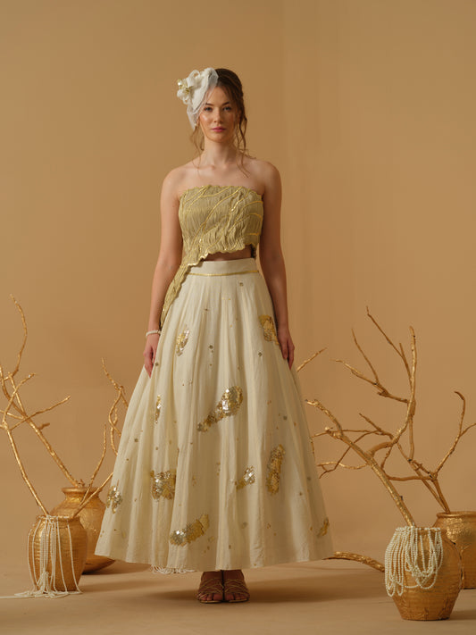 GOLD & IVORY SKIRT SET
