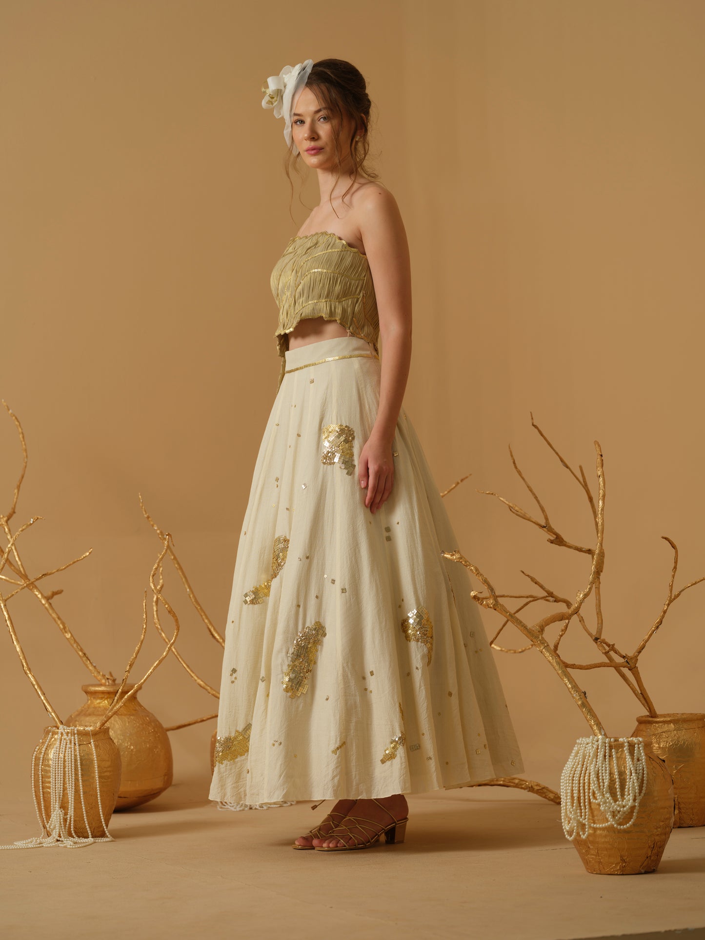 GOLD & IVORY SKIRT SET
