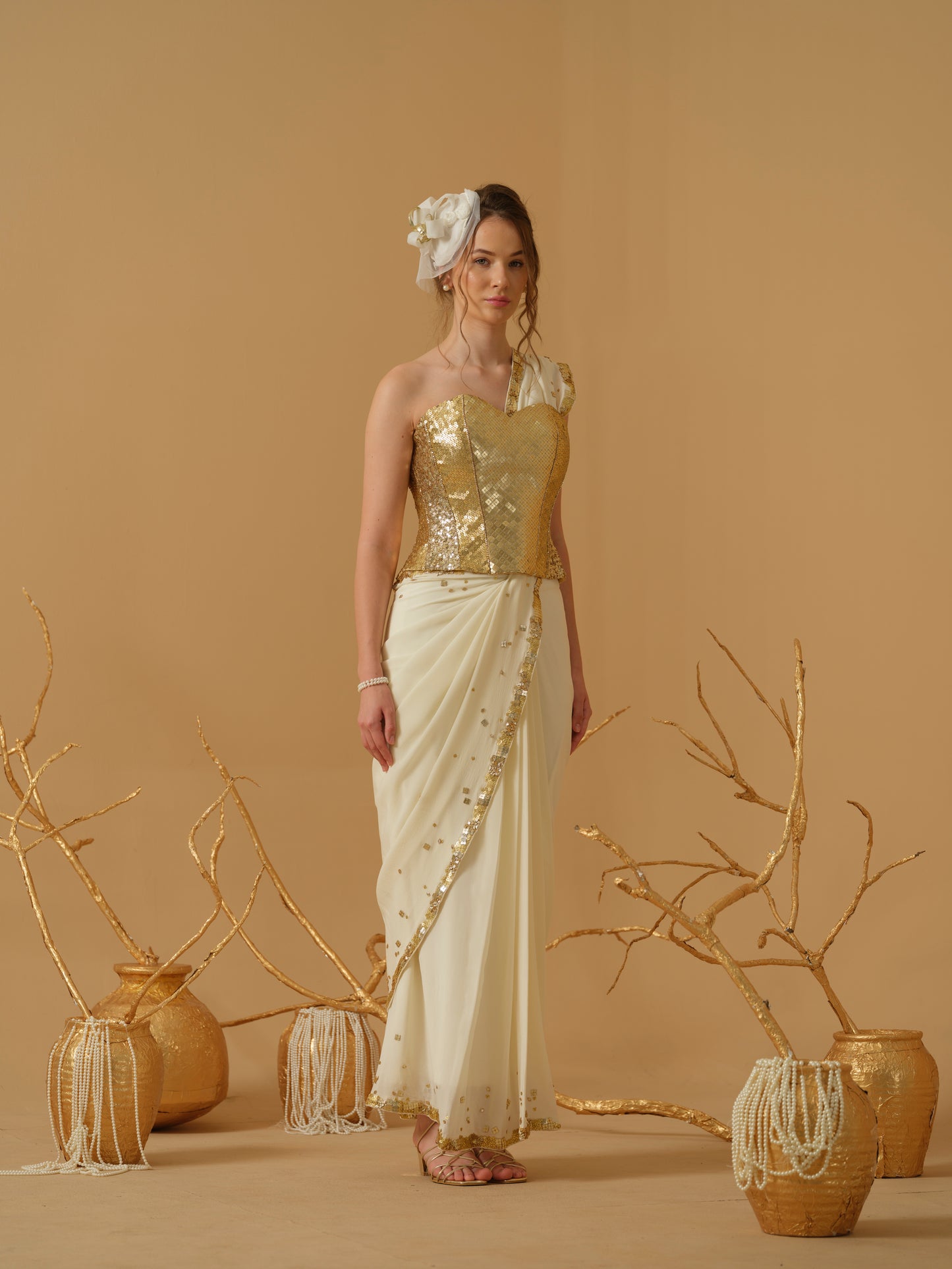 GOLD & IVORY SAREE