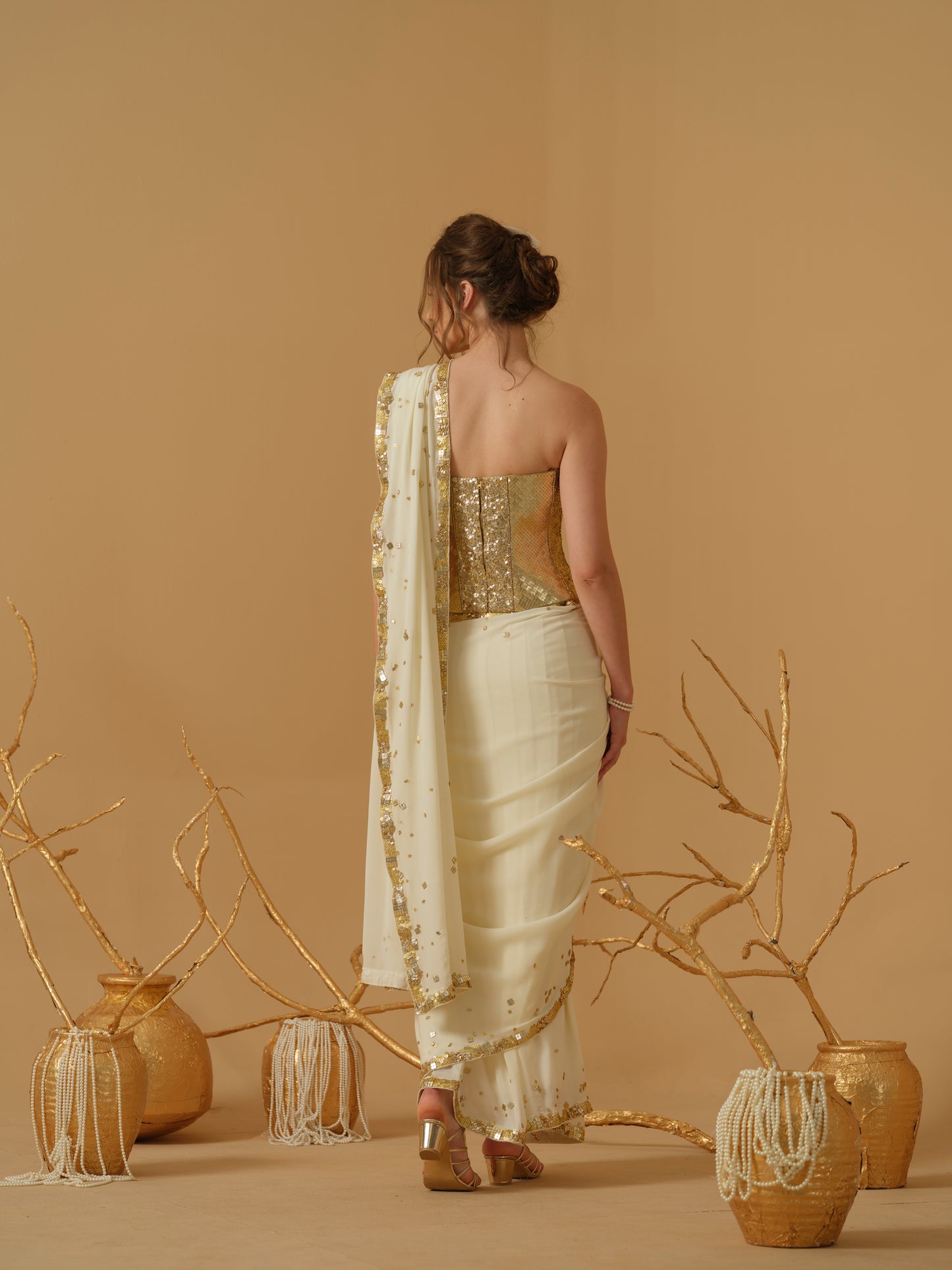 GOLD & IVORY SAREE